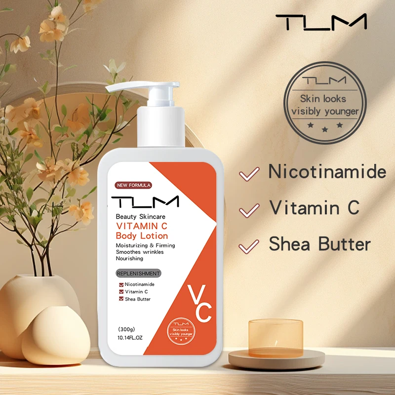 Loción corporal con vitamina C, hidratante, refrescante, calmante, nutre la piel, ilumina el tono, hidratación duradera, cuidado corporal, 300g, 1/2 unidad