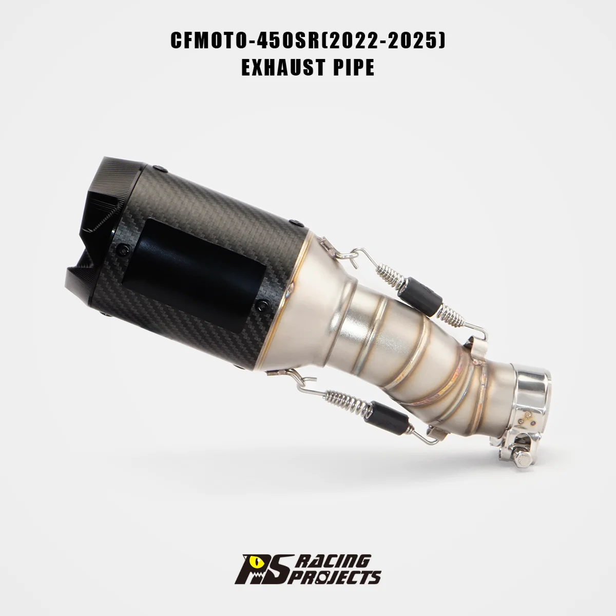 For CFMOTO 450NK 450SR Straight Through Exhaust Middle Link Pipe with Carbon Fiber Muffler Performance Tuned Racing Style