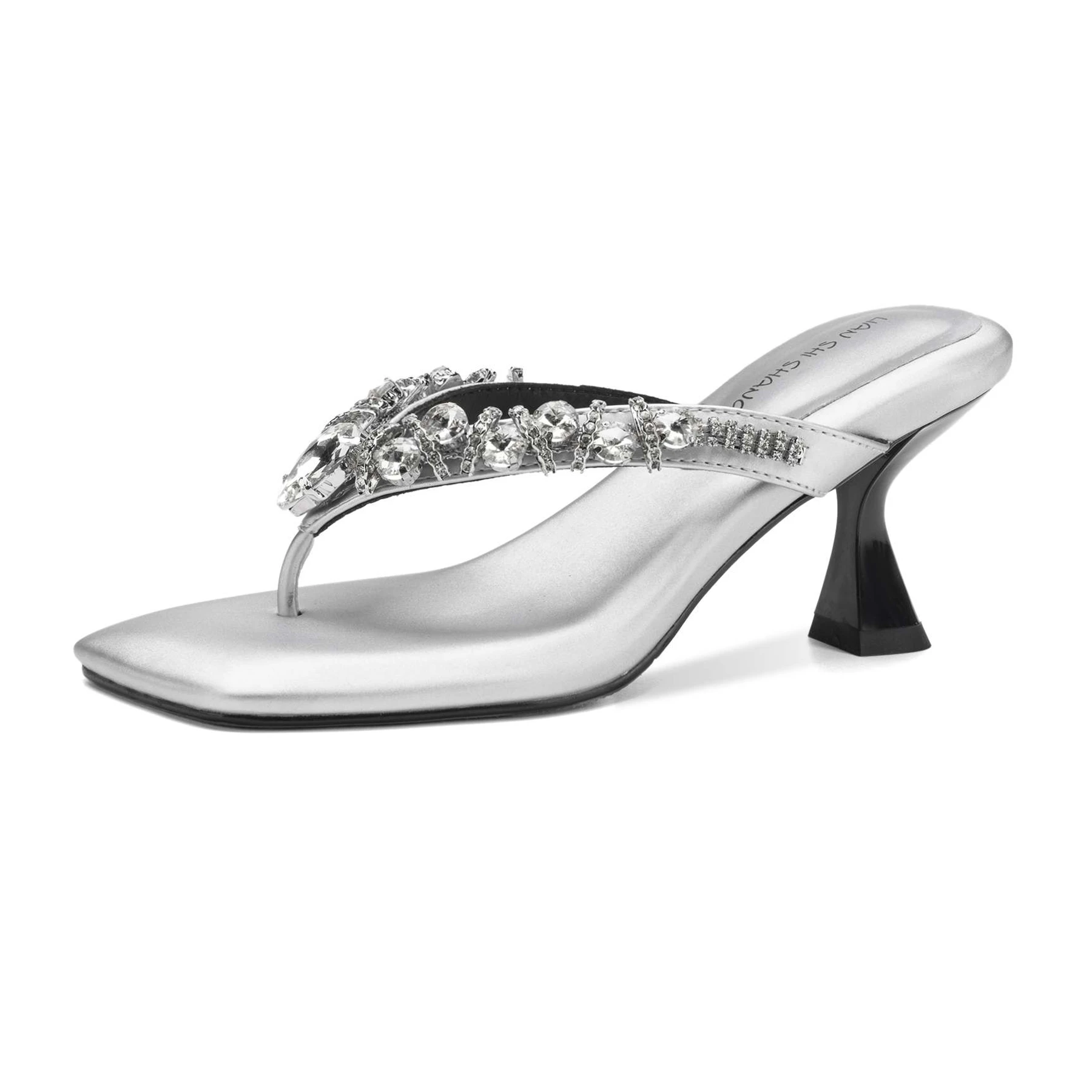 Big Size 32-43 High Heels Crystal Flip Flops Rhinestone Summer Shoes Office Lady Dating Elegant Mules Brand Modern Women Sandals view 2
