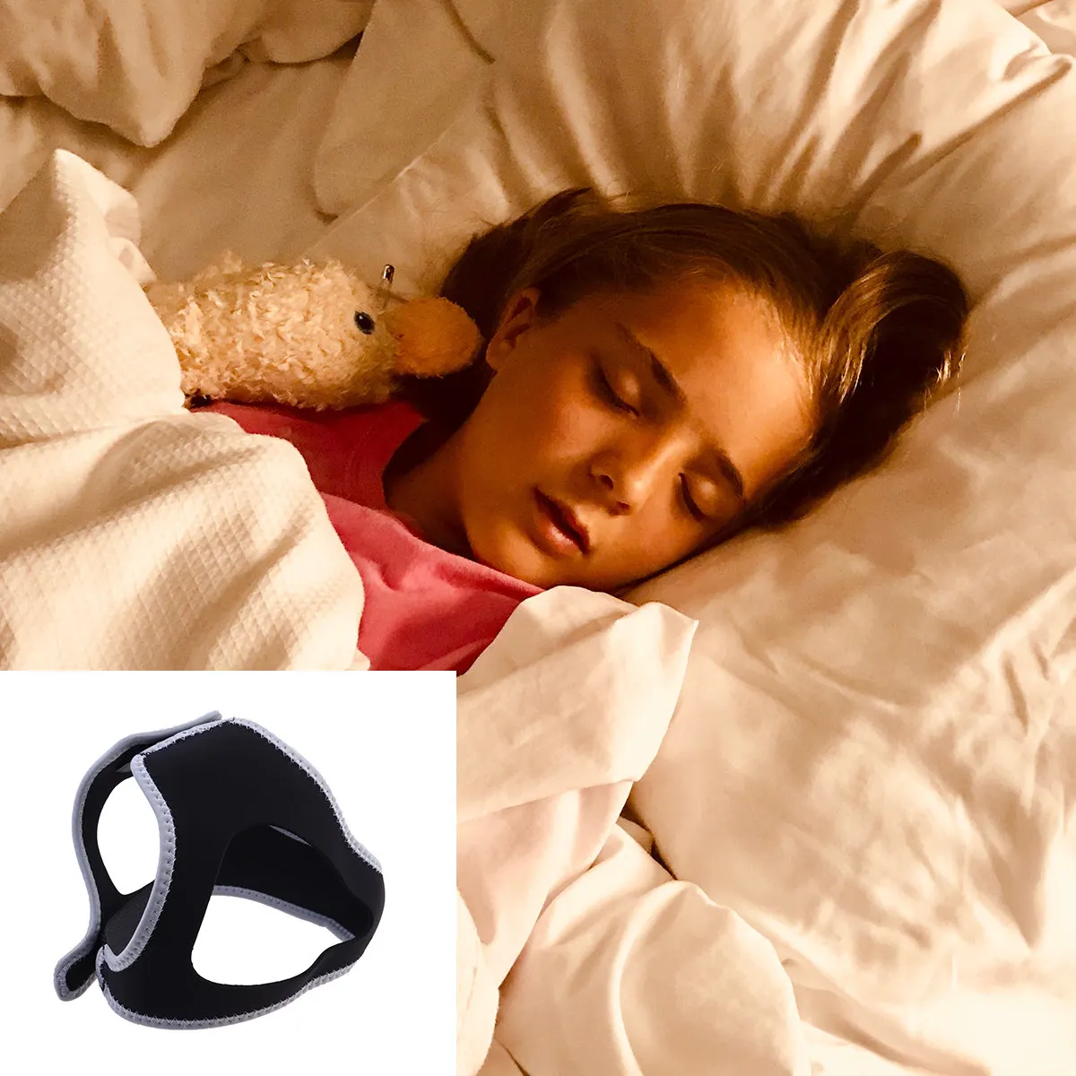 1Pcs Adjustable Black Grey Chin Strap Device Soft Breathable Neoprene Jaw Support Strap for Sleep