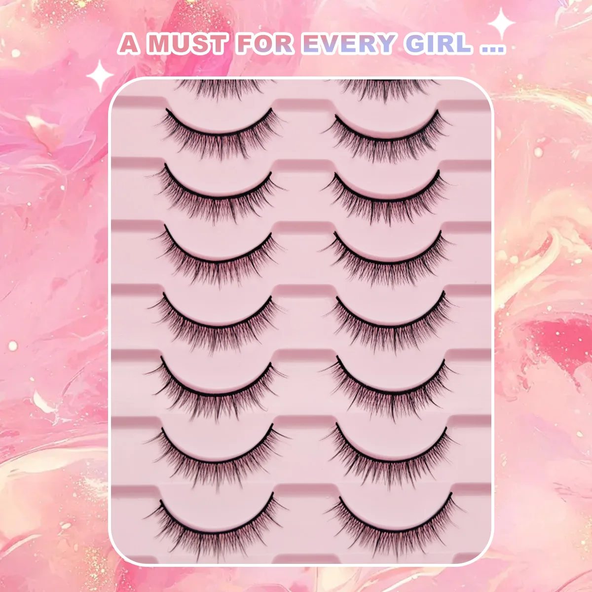 10쌍 자연스러운 풀 속눈썹 플러피 슬림 일상용 만화 속눈썹 여행 필수품 E-래쉬즈 인조 속눈썹