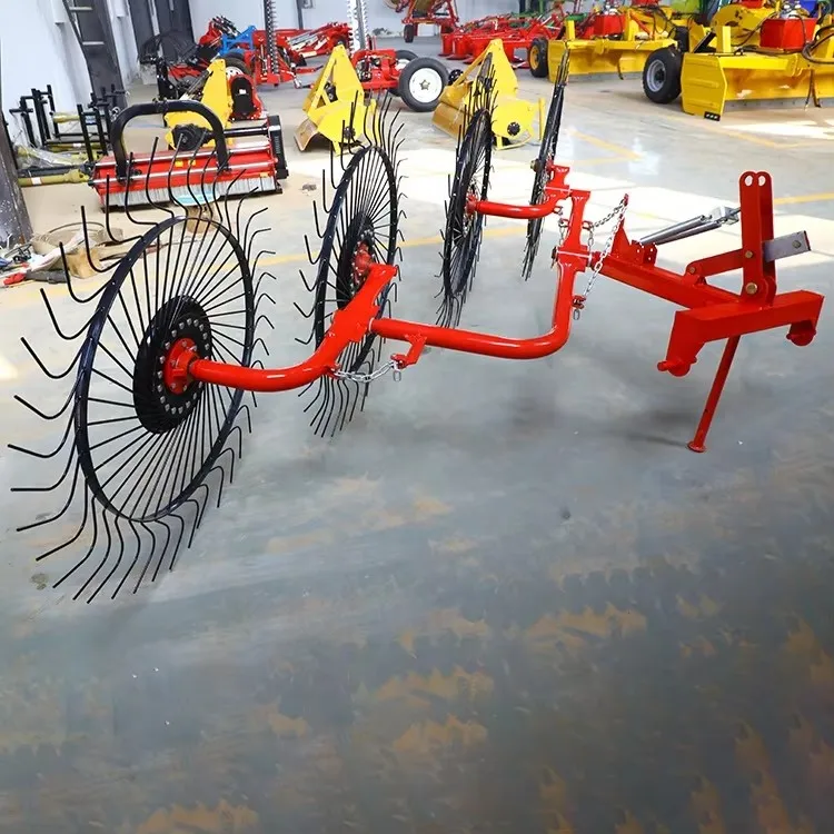 Multifunction 4 Wheel Tractor Trailed Farm Raker Forage Harvester High Productivity  for Fodder Collection Rice Straw Bale view 2
