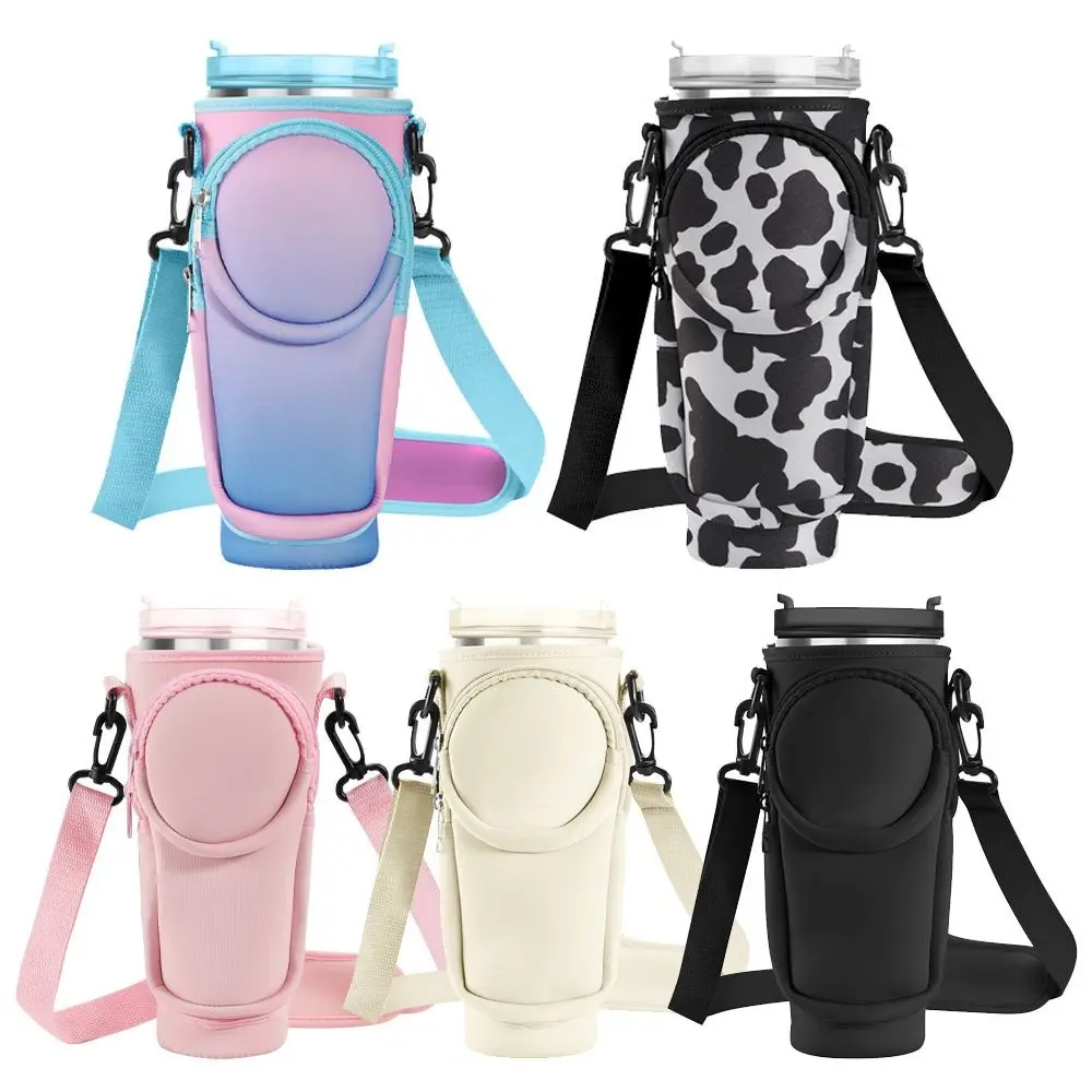 Neoprene Water Bottle Carrier Bag Adjustable Shoulder Strap Detachable Cup Sleeve Ice Brave Cup Cover for 30/40 Oz Tumbler