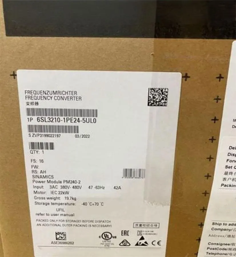 

Совершенно новый 6SL3210-1PE24-5UL0 6SL3210-1PE26-0UL0 6SL3210-1PE27-5UL0 6SL3210-1PE28-8UL0 Гарантия один год