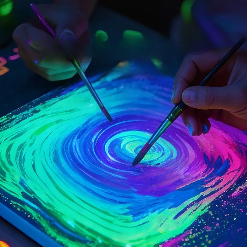 Zestaw farb akrylowych fluorescencyjnych 6/12/18 kolorów 11ML - Farby świecące w ciemności do tkanin, ubrań, butów, malowania ścian i sztuki. — zdjęcie produktu 6