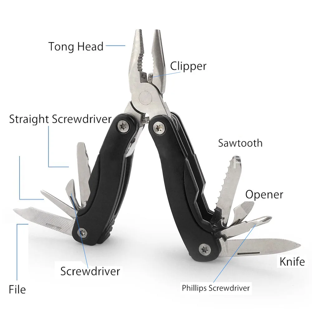 Portable Mini Folding Multitool Pliers Pocket Pliers Knife Bottle Opener Screwdriver Emergency Tool for Fishing Outdoor Hiking