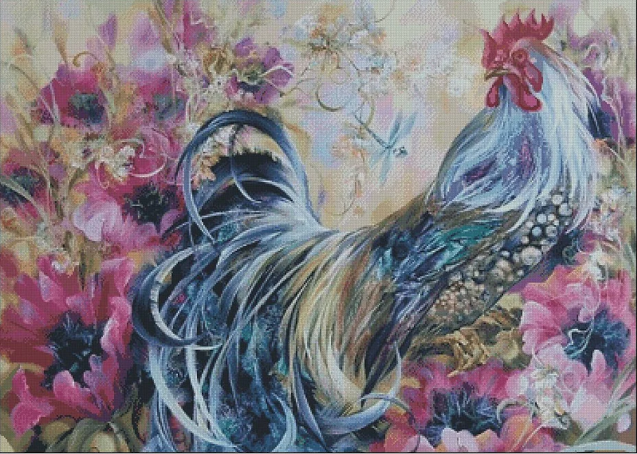 Flower chicken 18CT 16CT 14CT Unprinted Top Quality Cross Stitch Kits Embroidery Art DIY Handmade Needlework Home Decor