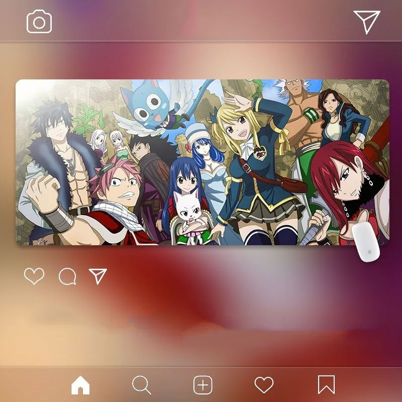 Natsu Lucy Erza Gray Juvia Fairy Wendy Tail Table Cloth Mouse Pad Non-Slip Rubber Base Computer Gameing