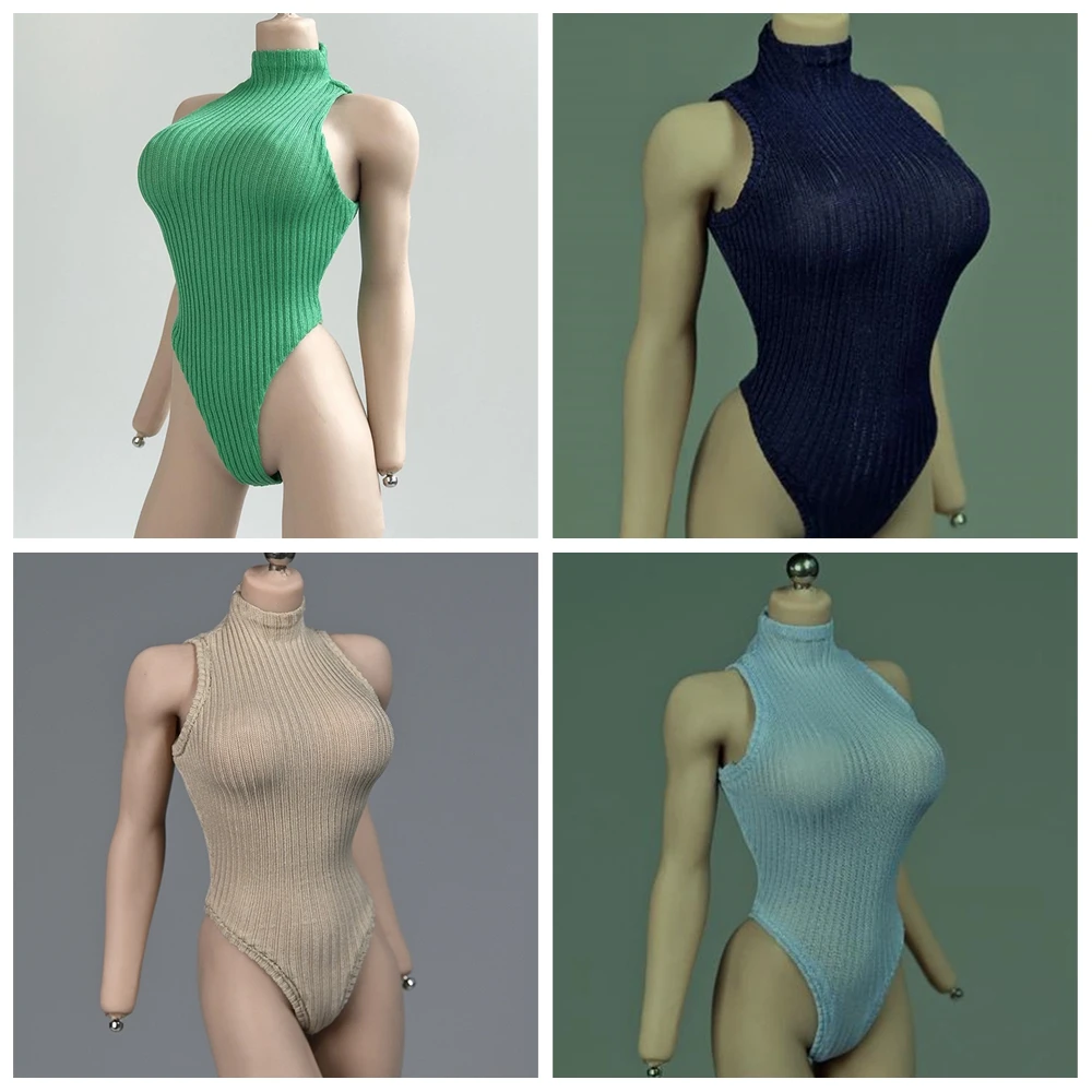 

High-fork Bodysuit 1/6 Female Sexy Swimsuit Green Vest Women Black Sleeveless For 12" PH TBLeague S21 Seamless Body JIaou Doll