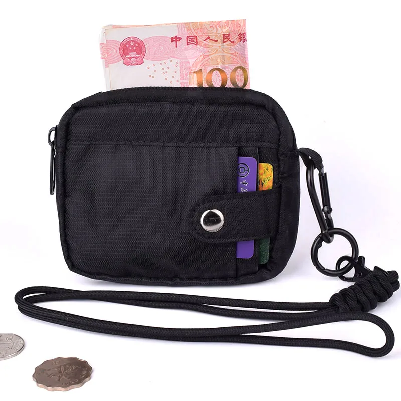 Black Minimalist Coin Purse For Shoulder Sling Wallet Japanese Style Mini Money Bag Wear-resistant Purse with Zipper Card Holder