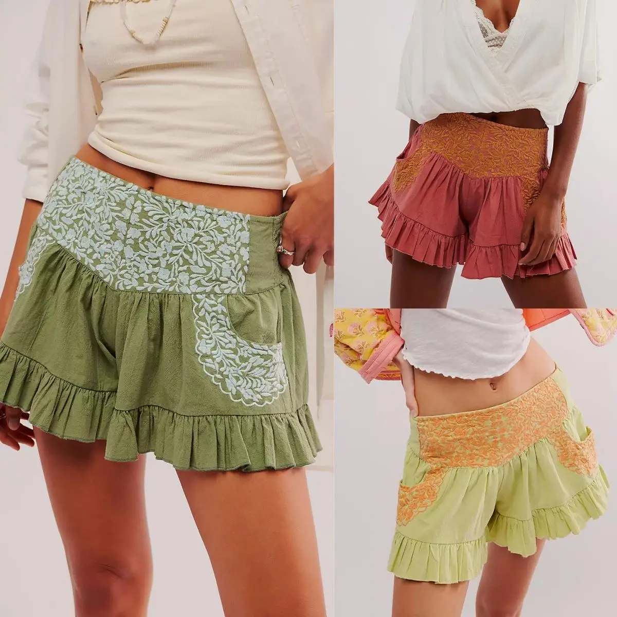 

Low Waist Embroidered Lotus Le Casual Pants High Waist Wide Leg Cotton Blend Spring 2024 Faion Ladies' Clothing