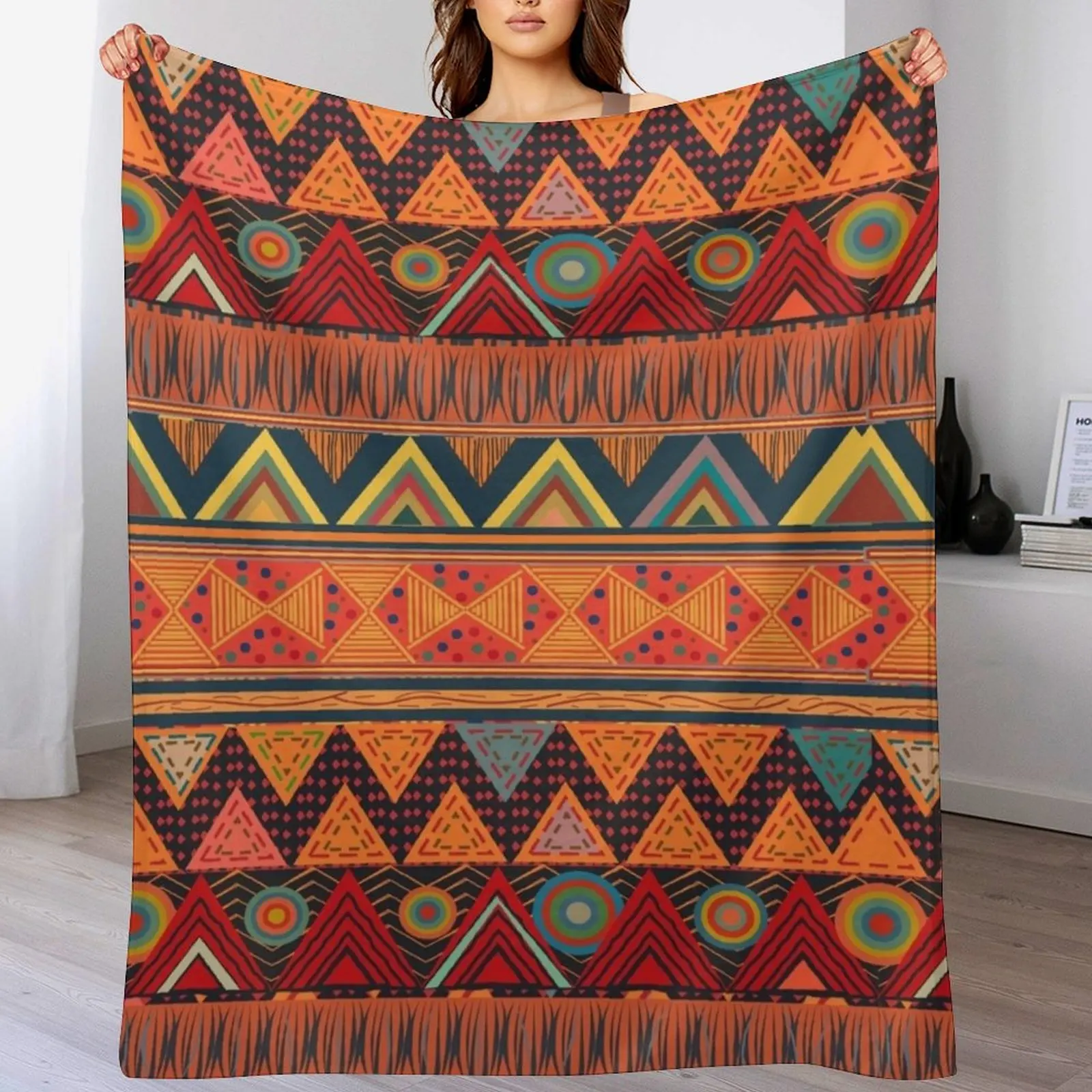 

Tribal Ethnic (earth colors)\t Throw Blanket Picnic blankets and throws Plaid on the sofa Blankets