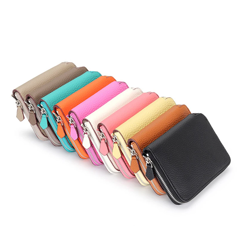 Brand Design Genuine Leather Wallet Women\'s Top Layer Cowhide Leather Zipper Coin Wallet Multi Card Slots Fashion Short Purse