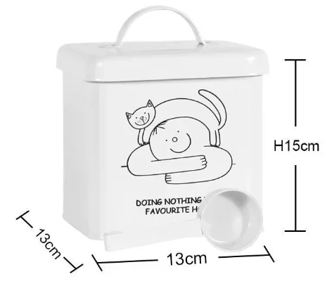 Caja de almacenamiento de alimentos para mascotas de Metal, cubo para galletas, comida para perros y gatos, caja de almacenamiento de alimentos con tapa