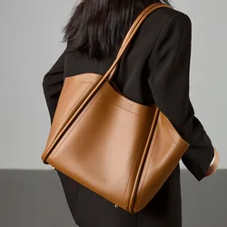 ZR DIARY Large Capacity Tote Bag Women's Split Leather Single Shoulder Bags High Quality Commuter Bag for Female 6608