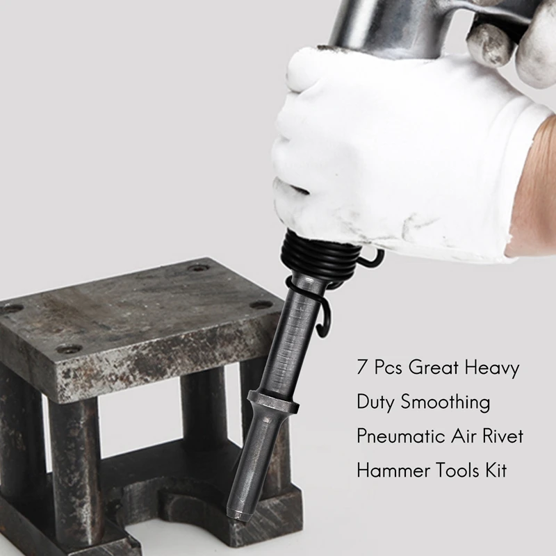 

7 Pcs Great Heavy Duty Smoothing Pneumatic Air Rivet Hammer Tools Kit-ABFB