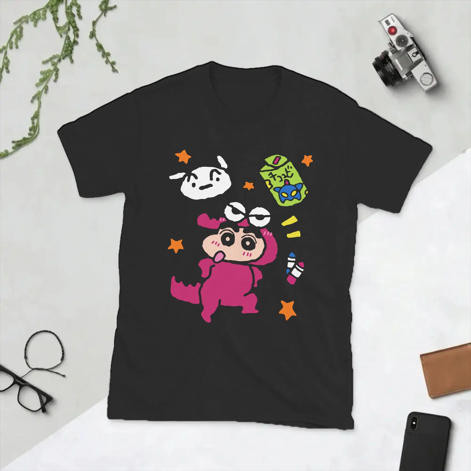 Novelty Crayons Shin-Chans Anime T-Shirt for Men Crew Neck 100% Cotton T Shirt  Short Sleeve Tee Shirt Plus Size Clothes
