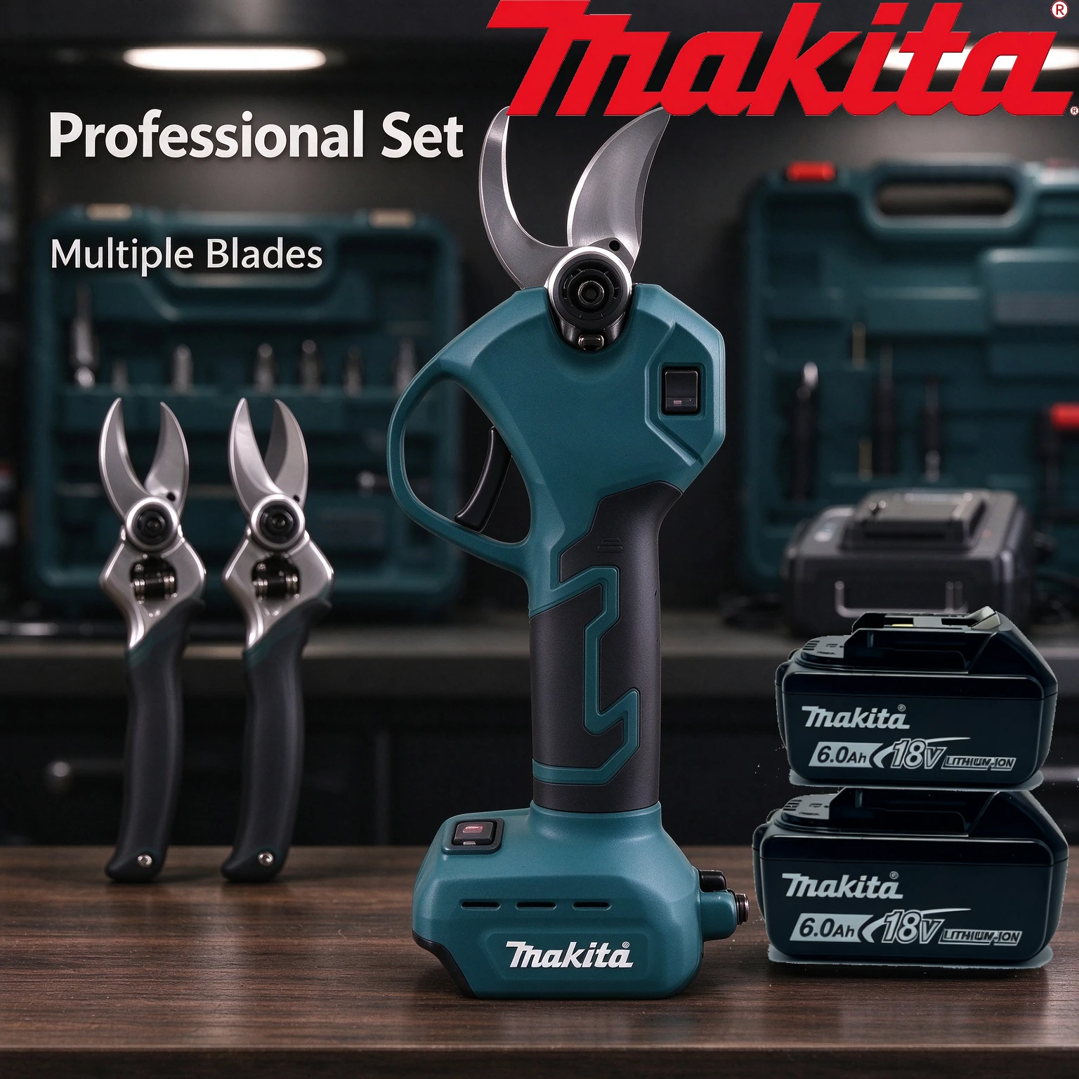 Makita 18V Battery Powered Brushless Pruning Shears, Wireless Electric Secateurs for Vineyard,  Fruit Tree & Dry Wood Trimming