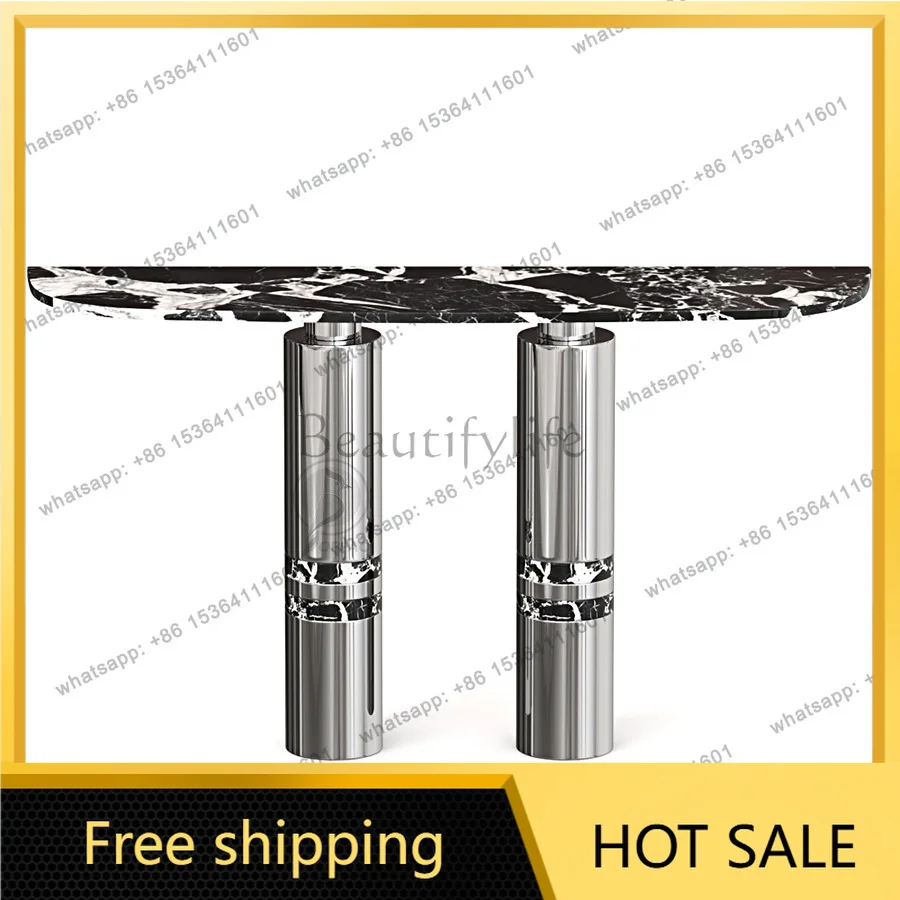 LS Light Luxury Post-Modern Simple Stainless Steel Marble Decorative Cabinet Shelf Xuan Guan Tai