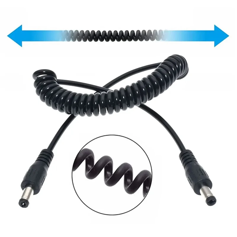 1/2/5 Pieces DC Male to Male 5.5*2.1 mm Power Retractable Cable 1 Meter Power Adapter DC Jack Plug Cords With Spring