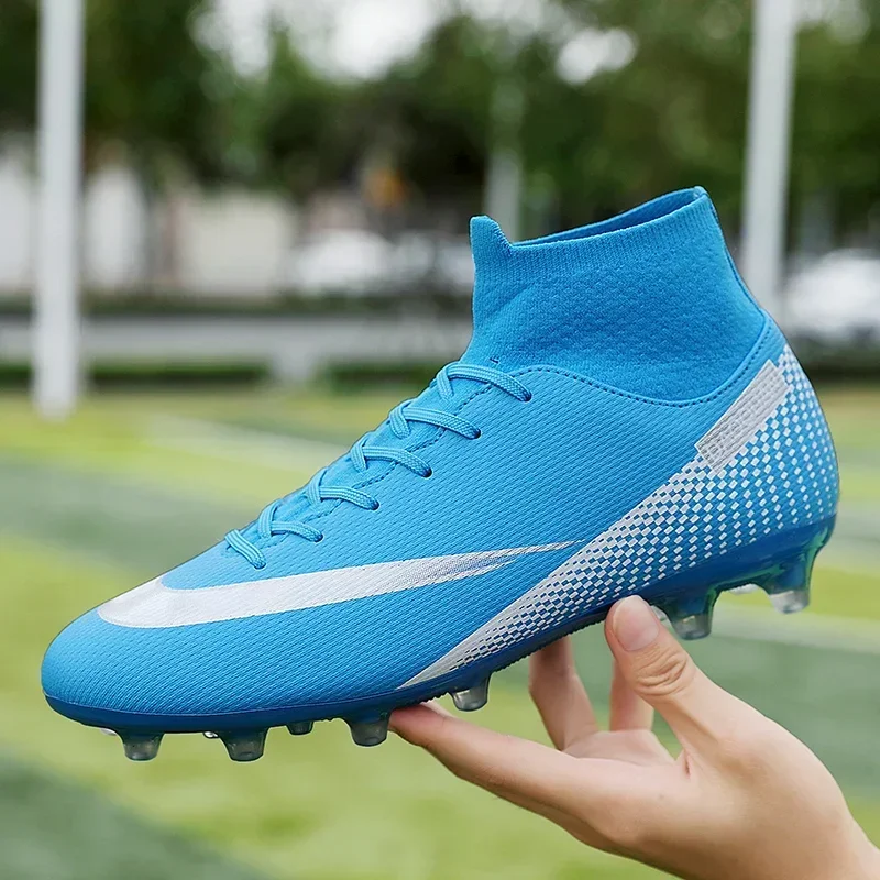 Ultralight Soccer Shoes Men Ankle Football Boots Cleats Training TF Shoes Long Spikes Match Sneakers Adult High Ankle Outdoor
