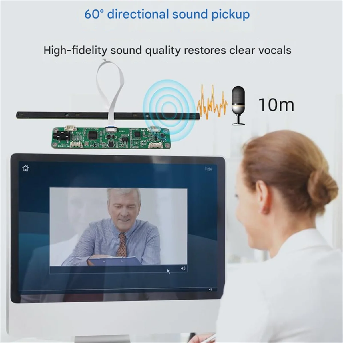 

Микрофонный массив, 4-матрица, направленный микрофонный массив, USB-линейный звукосниматель на 60 градусов, шумоподавление с усилителем 3,5 мм