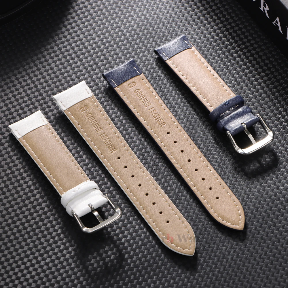 Correa de piel de becerro de 18/20/22mm para hombres y mujeres, pulsera de cuero suave, pulsera deportiva Universal cómoda, accesorios para reloj