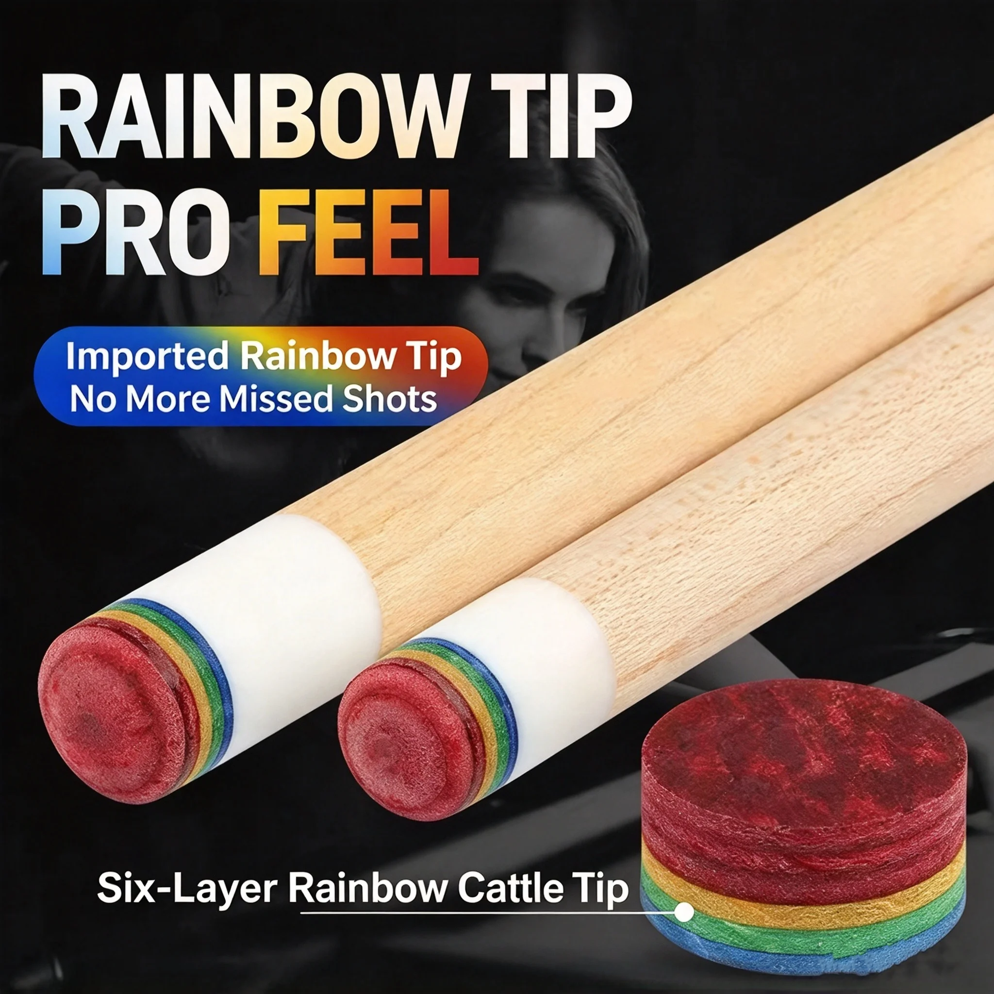 Rainbow Leather Tip Multi-Layer Colorful Leather Tip Black Eight Small Tip Snooker Cue Tip Small Tip Large Tip 11/14mm Billiard Cue