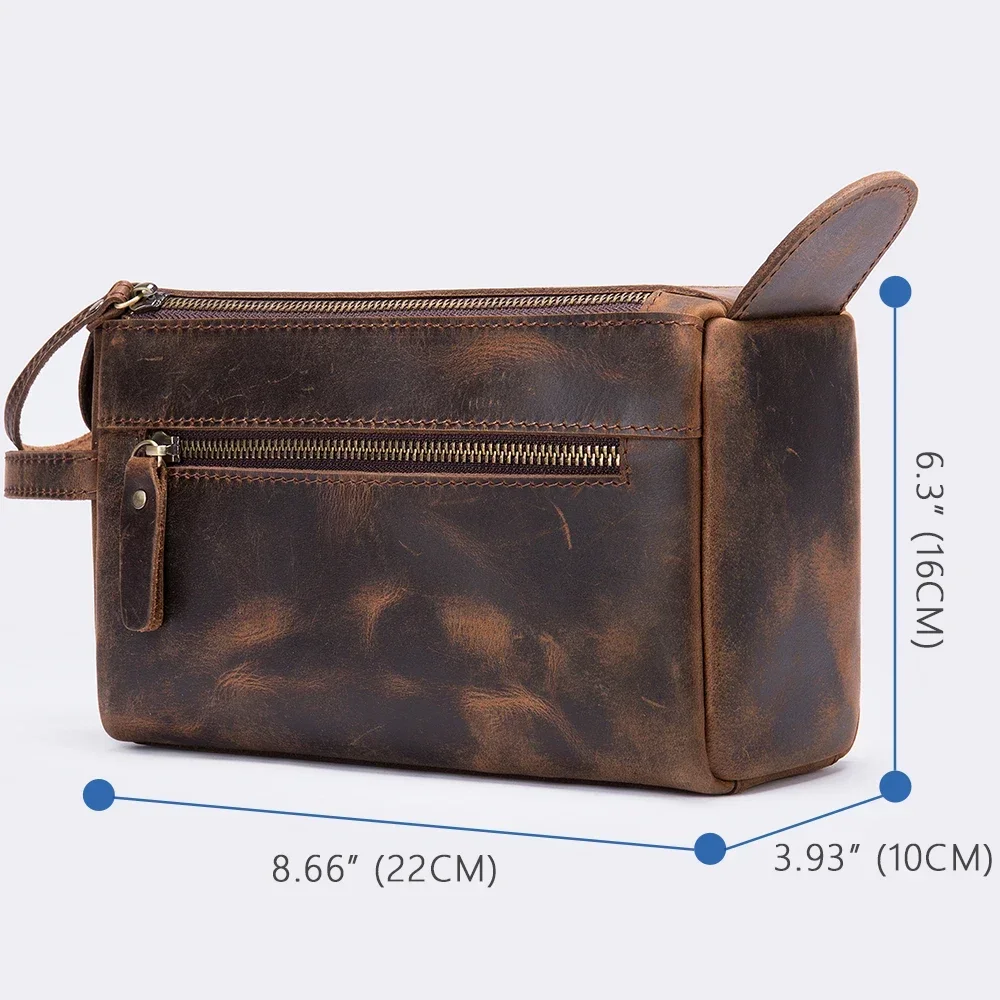 Marrant Men\'s Clutch Wallet Crazy Leather Long Handbag For Men Zipper Hand Clutch Bag Genuine Leather Male Toiletry Bag Fashion