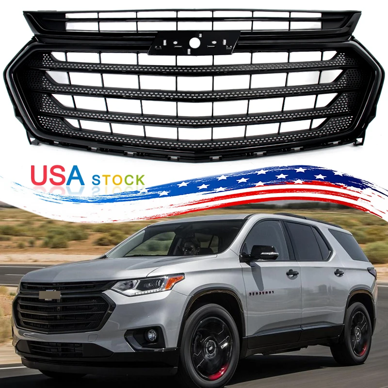 

Gloss Black Front Bumper Upper Grille Modified Grill Replace For Chevy Chevrolet Traverse 2018-2021 Hood Grille Racing Grills