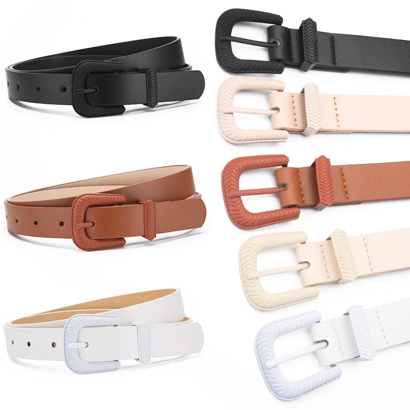 

2025 New Black Spray-painted Belt Female Decorative Jeans Suit Ins Style Hundred with Pu Leather Belt High-grade Sense