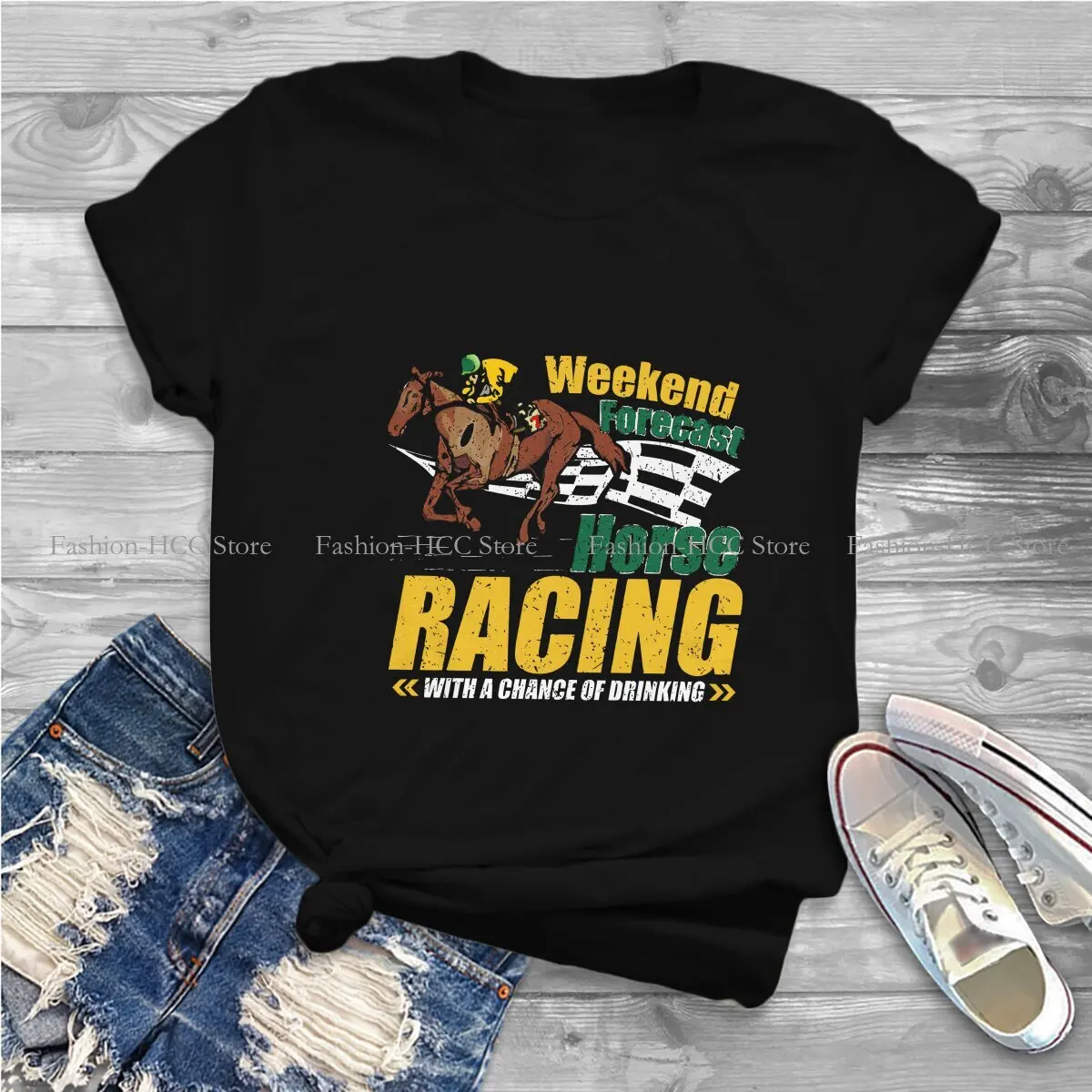 Horse Racing Sports Polyester TShirt for Women Drinking Soft Summer Tee T Shirt Novelty