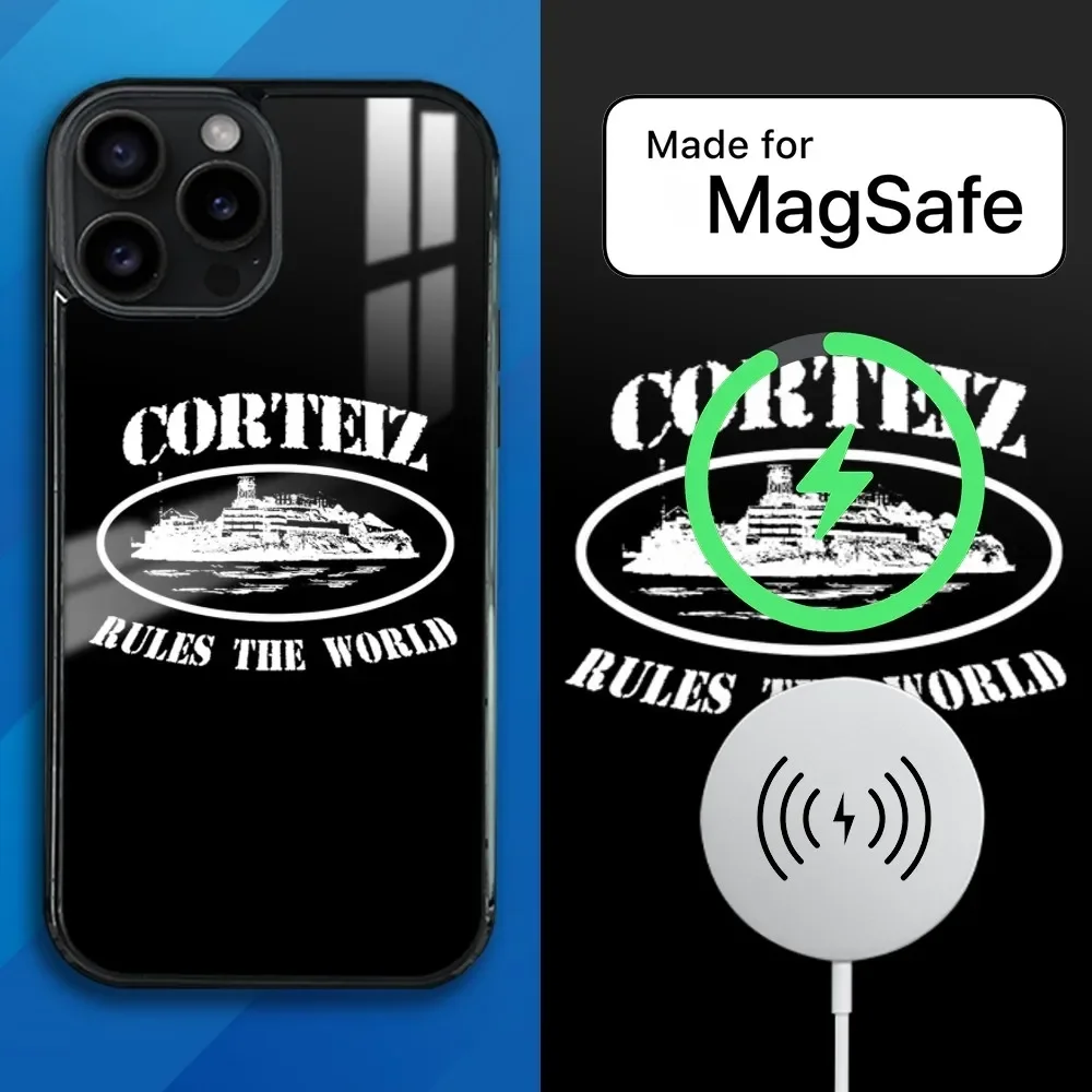 The World-C-Corteizs Phone Case For iPhone 16 15 14 13 Pro Max Plus Mini Magsafe Mirror Wireless Magnetic Cover