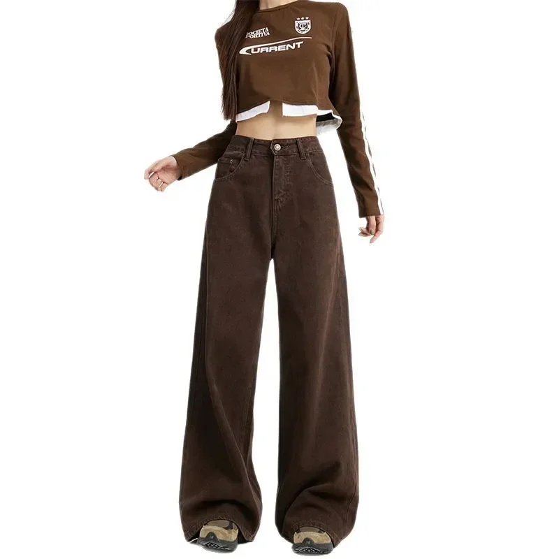 PopMulti-Color Thin Summer Denim Jeans Women's Loose Wide-Leg Narrow Straight Tube Pants Basic Style Casual Fashion Trousers