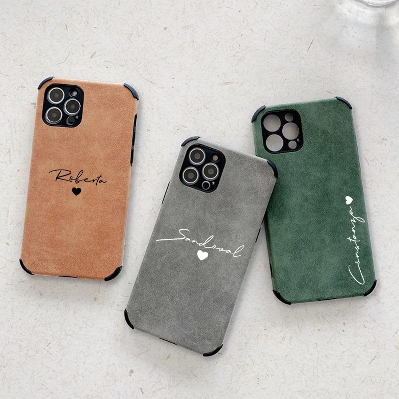 تخصيص اسم الحب القلب الجلود قضية الهاتف آيفون 13 برو ماكس 11 12 X XS XR 7 8 Plus غطاء حماية عدسة كاملة أفضل هدية