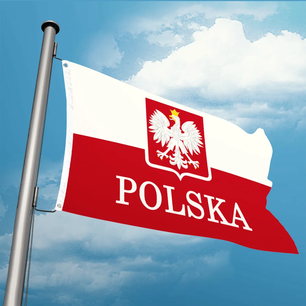 Poland Eagle Flag Nation 3ft x 5ft Polyester Banner Flying150* 90cm Custom All Over The World Worldwide Double Penetration