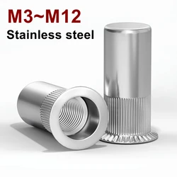 SUS304 Countersink head rivet nut Sealed Vertical stripes body close end M3 M4 M5 M6 M8 M10 M12 Blind Insert nut 304DCTZW