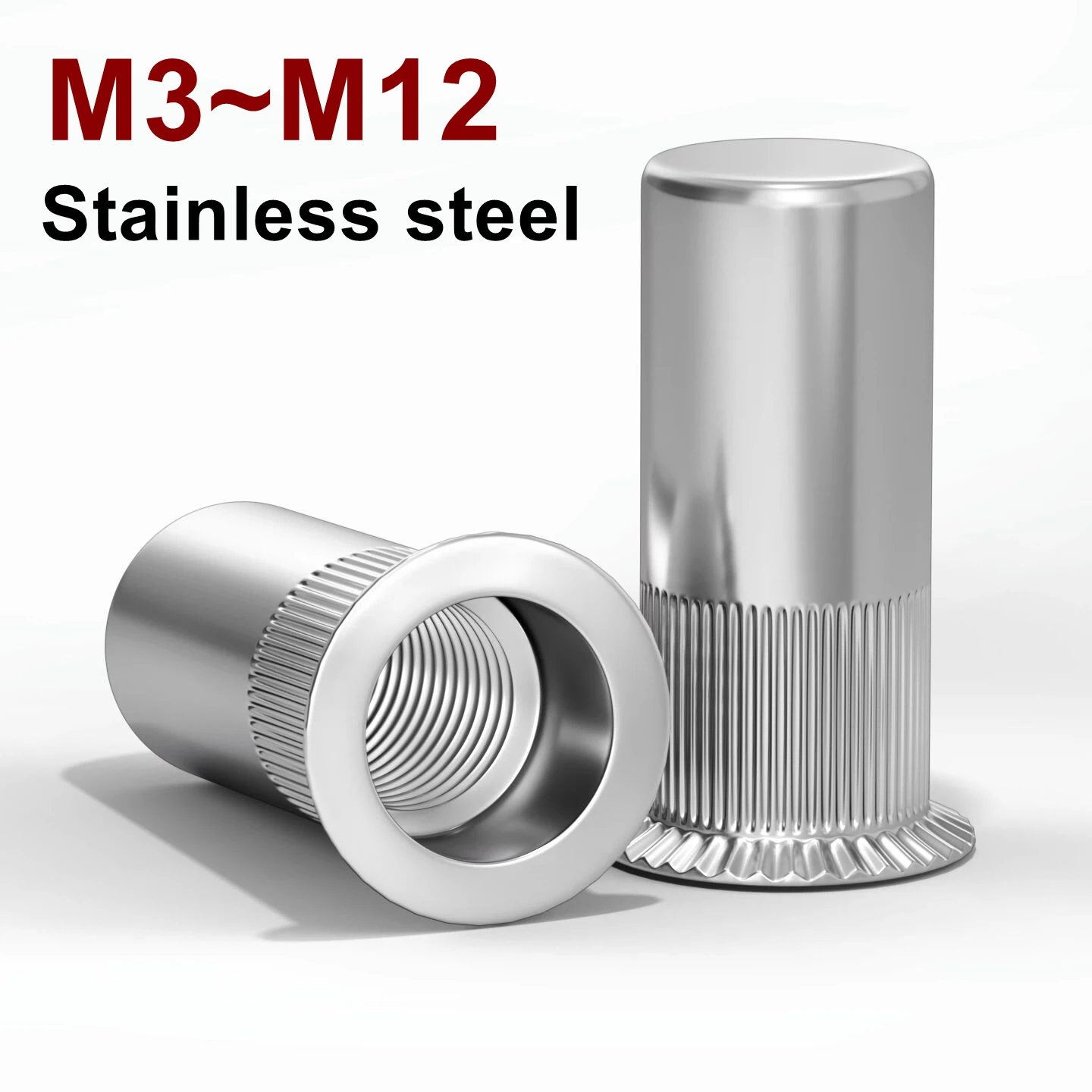SUS304 Countersink Head Rivet Nut Sealed Vertical Stripes Body Close End M3 M4 M5 M6 M8 M10 M12 Blind Insert Nut 304DCTZW