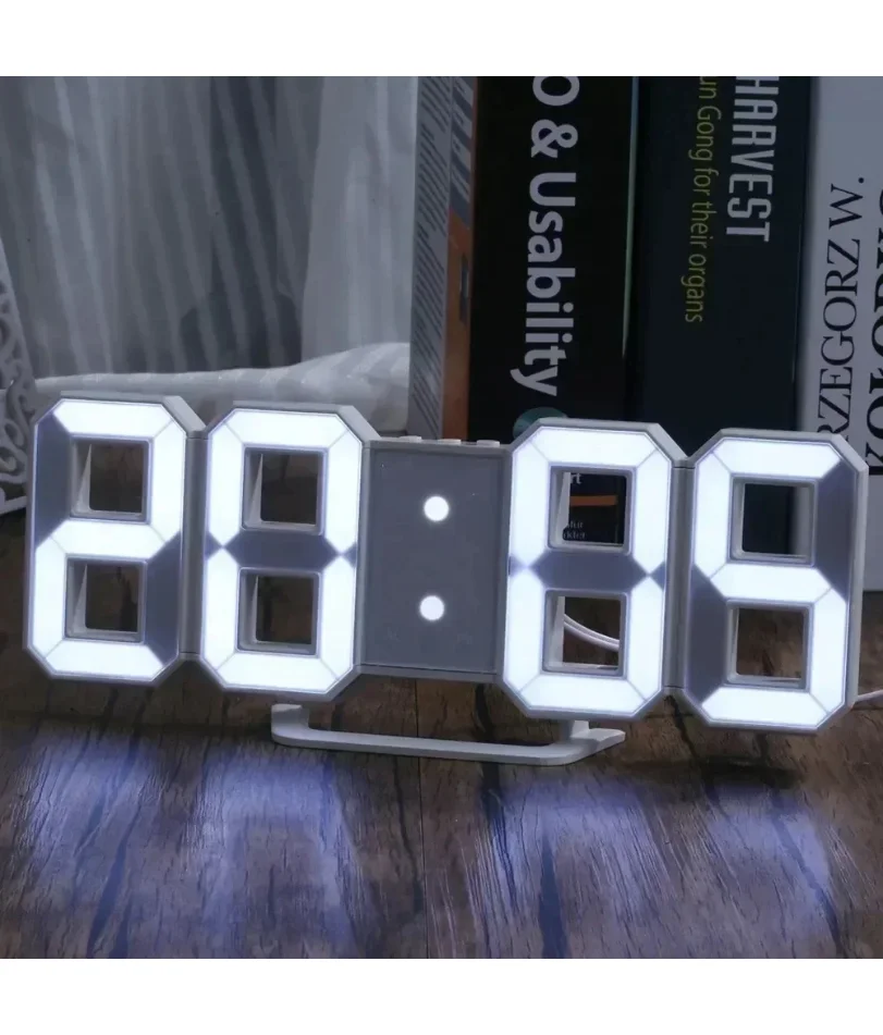Productos de compra, reloj despertador Digital LED 3D, reloj de pared, hora/fecha/temperatura para el hogar/cocina/oficina, decoración de jardín
