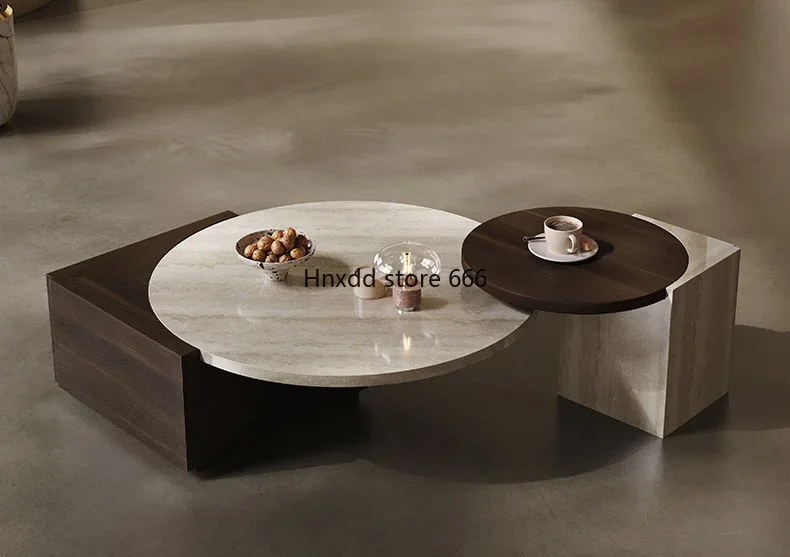 Creative large and small coffee table combination model room imitation marble travertine