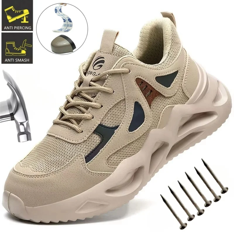 Zapatos de seguridad ligeros para hombre y mujer, zapatos de trabajo con puntera de acero, botas de trabajo, zapatillas de deporte, zapatos transpirables para hombre y mujer, zapatos de construcción