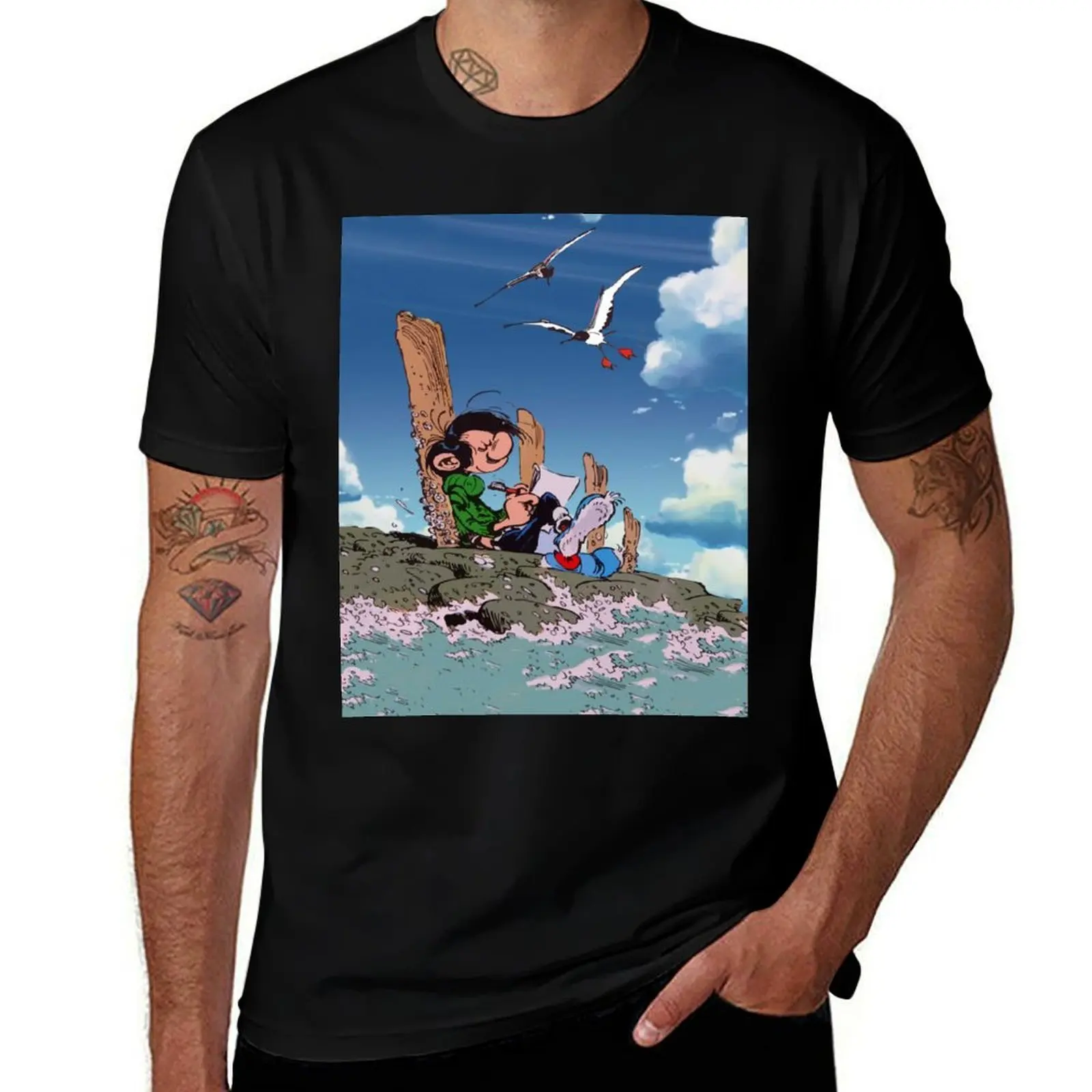 Gaston Goof on Dock T-Shirt t shirt man designer T-Shirt