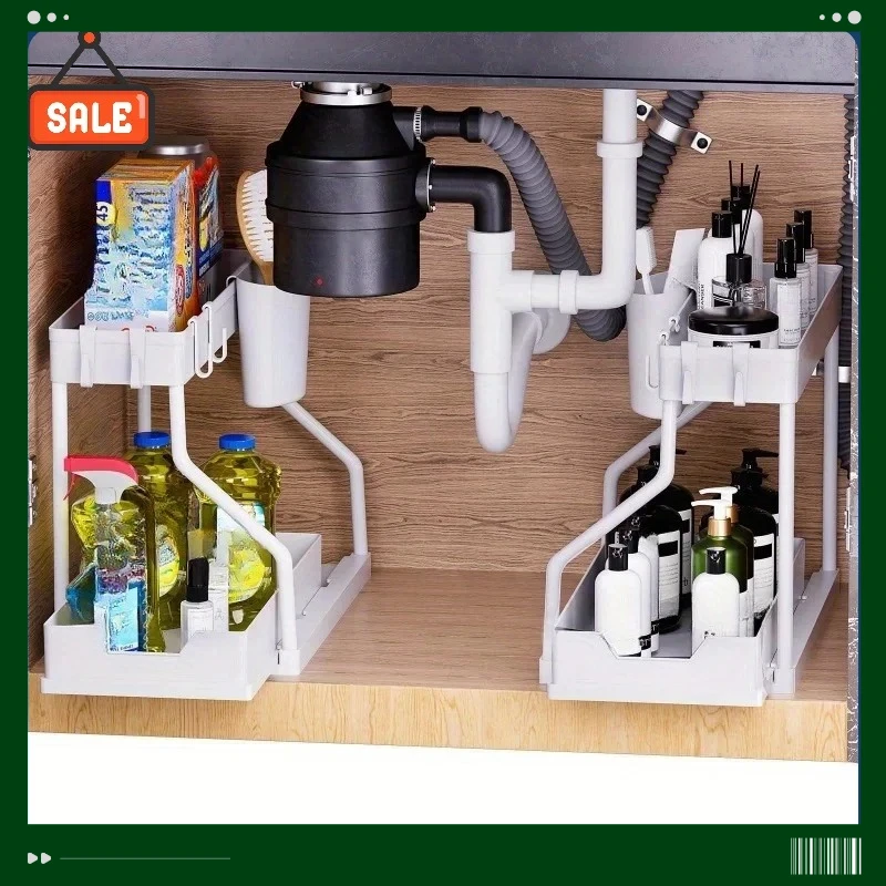 Hot Selling Pull-Out Storage Rack Multi-Layer Kitchen Bathroom Organizer for Sink Area & Seasoning Storage