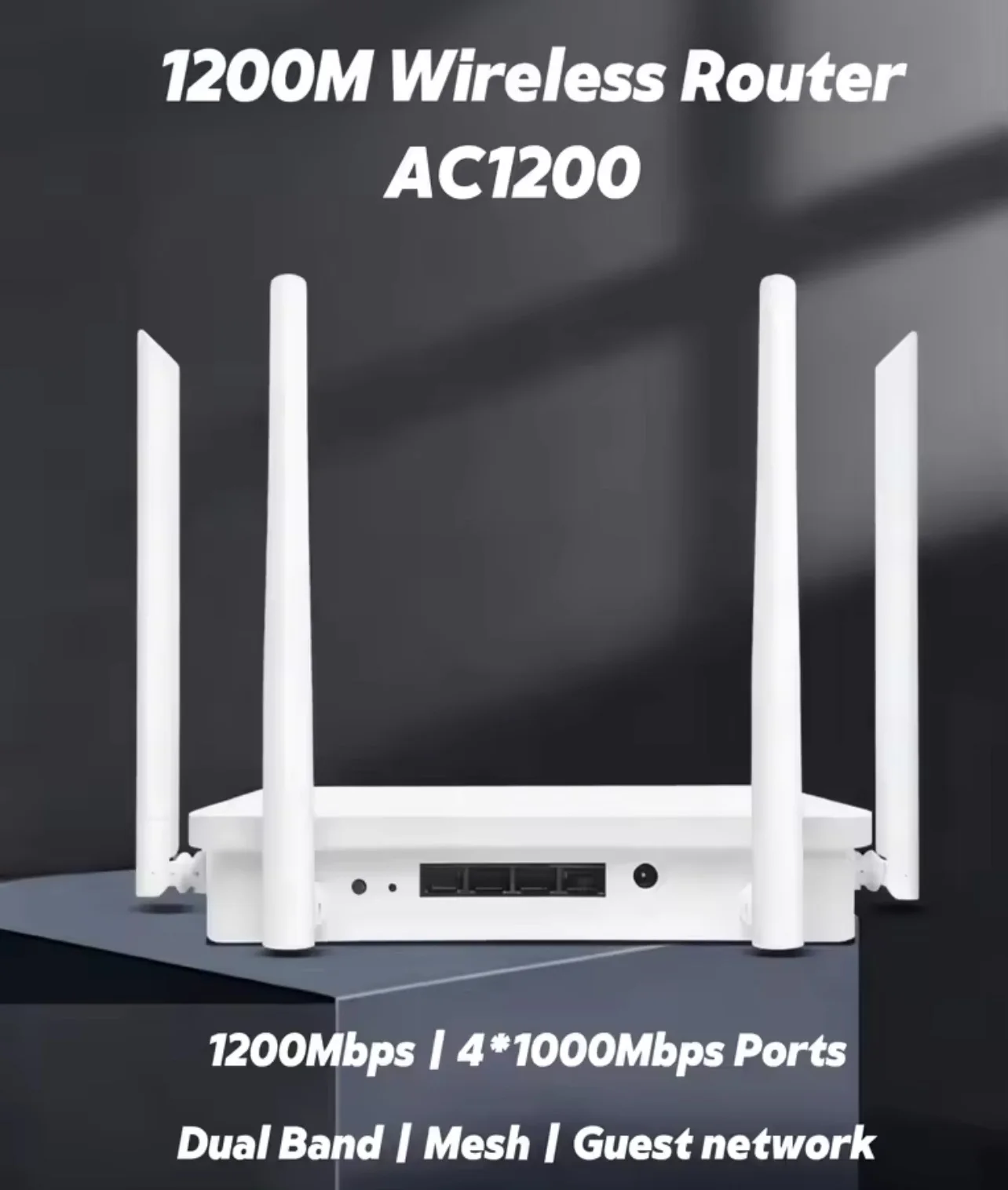 BluesooTech AC1200 Wireless Router Dual Band Gigabit WiFi 1200M High Speed Internet 4 Antennas  Easy Setup for Home office Use