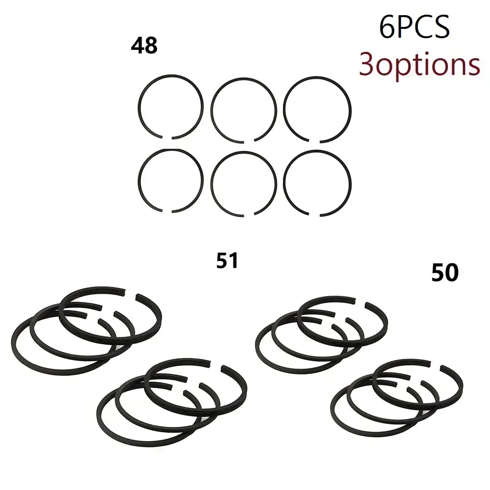 

6Pcs Air Compressor Piston Ring Kit Oil Ring Air Pump Accessories Metal Pneumatic Parts Piston Ring 48mm 50mm 51mm 55mm