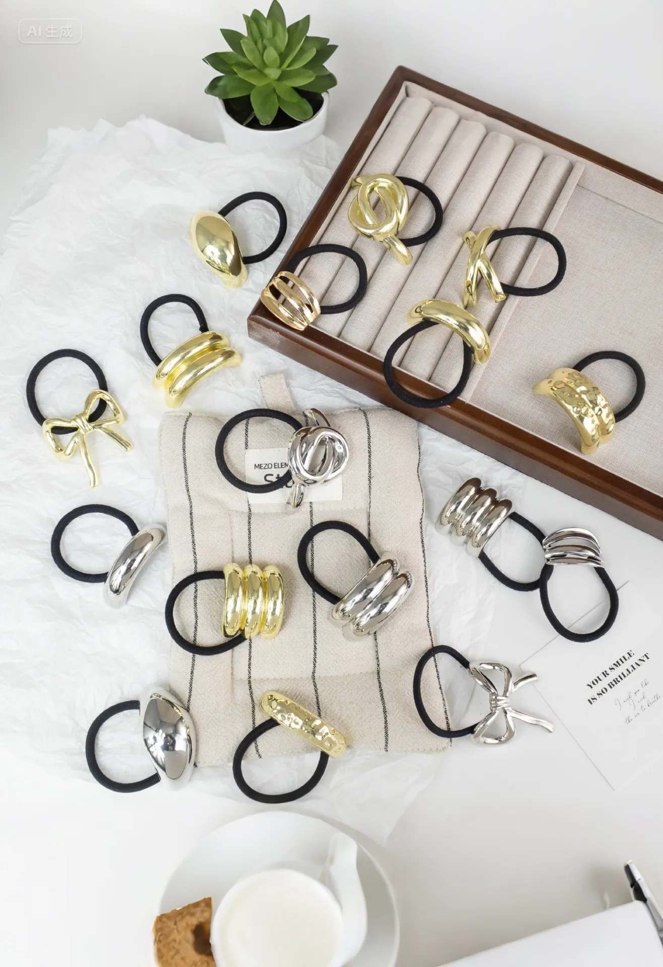 

3 шт. модные золотые металлические резинки для волос с геометрическим рисунком для женщин и девочек, вечерние аксессуары для волос