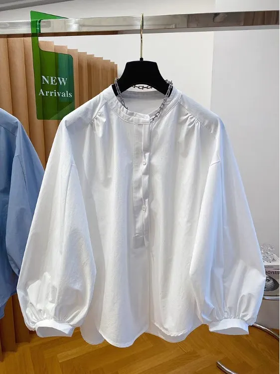 Csa Hoada de Manga Larga con Cuello Redondo de Aodón para Mujer, Estilo Casual, Simple, de Aodón Puro, Cómoda para e...