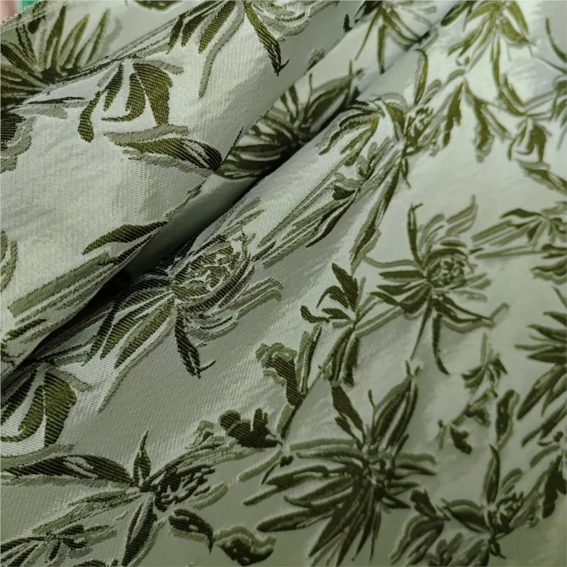 Chinese-style soft drape floral embossed jacquard fabric for women's dresses and shorts