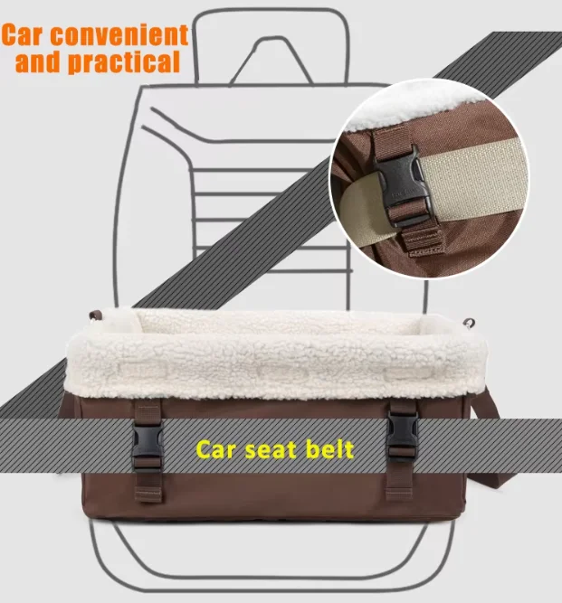 Truelove Foldable Dog Car Booster Seat, Waterproof Travel Basket, with Safety Belt for Pet Road Trips