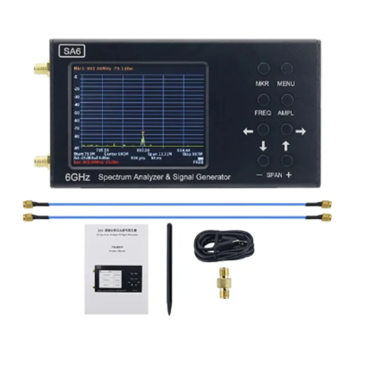 SA6-V2 35-6200MHz Spectrum Analyzer and Signal Generator Designed with 3.2-Inch Colour Screen